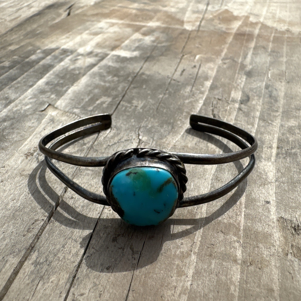 Sterling Silver Turquoise Cuff Bracelet Southwest - Needs Repair READ